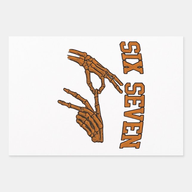 Feuille De Papier Cadeau Halloween Six Sept Mèmes Langue Des Signes 67 Maso (Devant)