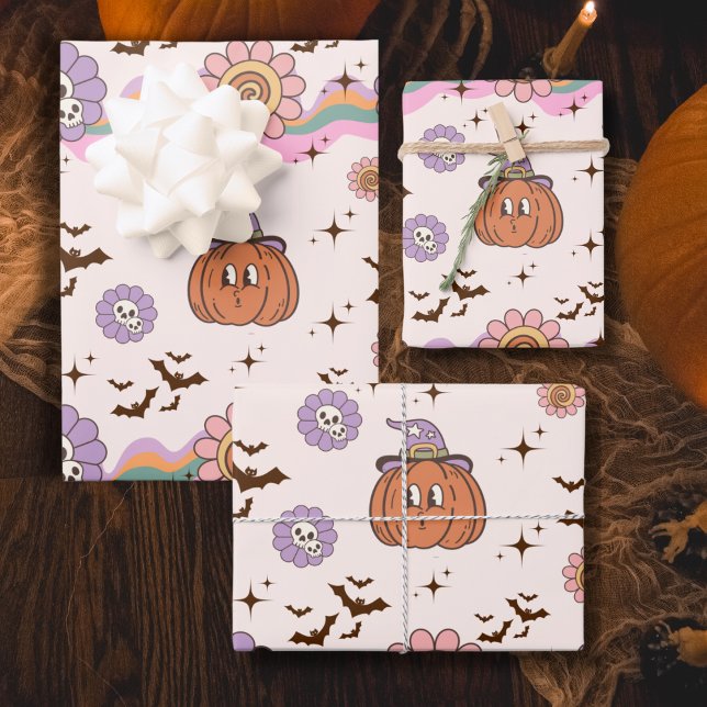 Feuille De Papier Cadeau Halloween Super rétro moderne (Créateur téléchargé)