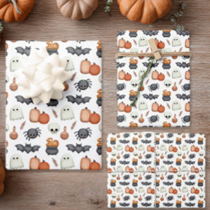 Feuille De Papier Cadeau Halloween Toiles d'araignées fantaisistes