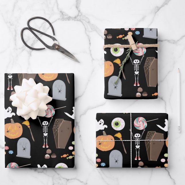 Feuille De Papier Cadeau Halloween Trick ou Treat (Recto)