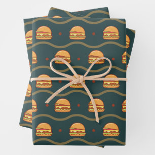 Feuille De Papier Cadeau Hamburger Lover Cheeseburger Cute Motif Carrelé