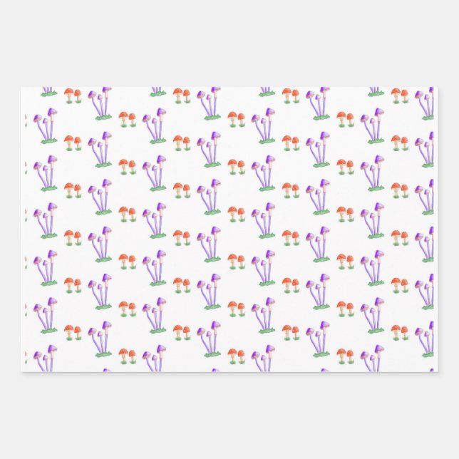 Feuille De Papier Cadeau Hand-Drawn Mushroom Wrapping Paper  (Devant)