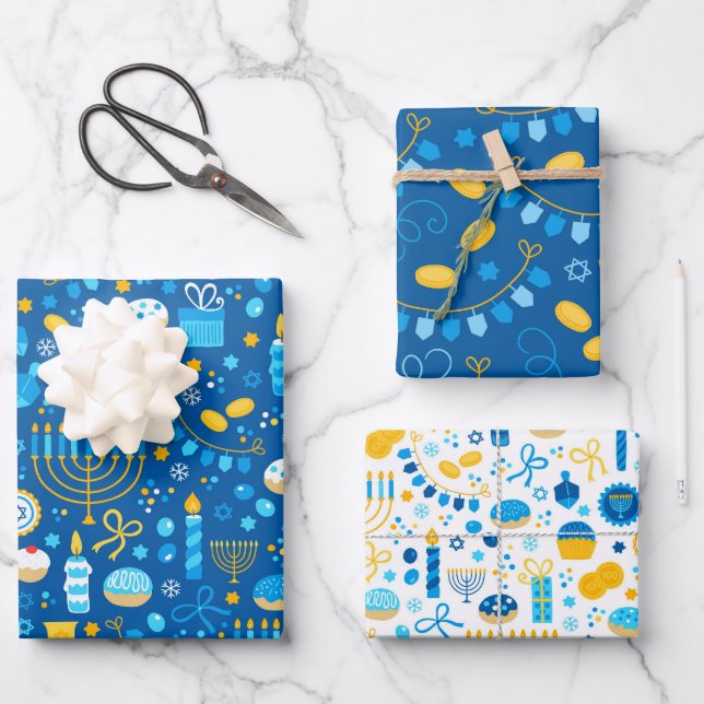 Feuille De Papier Cadeau Hanouka  (Recto)