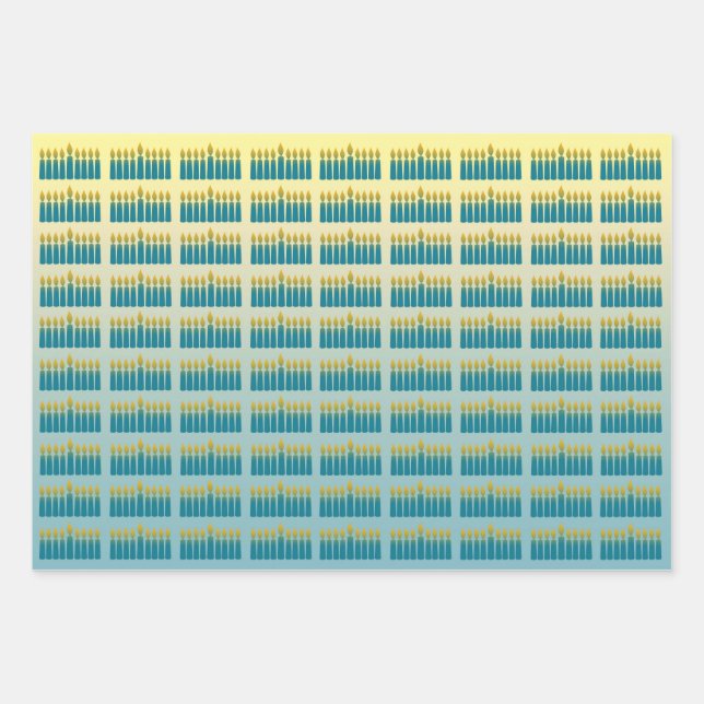 Feuille De Papier Cadeau Hanoukka Candles  (Devant)