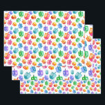 Feuille De Papier Cadeau Hanoukka Dreidels Rainbow Watercolor Holiday<br><div class="desc">Motif de vacances Hanoukka Dreidels Rainbow Watercolor. Chanukah rêve dans l'eau arc-en-ciel multicolore.</div>