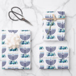 Feuille De Papier Cadeau Hanoukka Floral Menorah Fleurs de mariage<br><div class="desc">Illustration Hanoukka par Cindy Bendel. Vous pouvez modifier cette conception motif et plusieurs façons. Vous pouvez ajouter du texte. Vous pouvez ajouter une couleur arrière - plan. Vous pouvez aussi modifier la taille de l'image de menorah pour la rendre plus petite ou plus grande. Cliquez sur le bouton Modifier pour...</div>