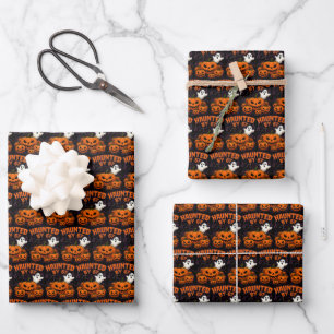 Feuille De Papier Cadeau Hantée par 67 Drôle Fantôme et Halloween Citrouill