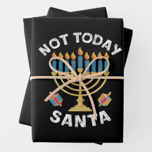 Feuille De Papier Cadeau Hanukkah Pas aujourd'hui Père Noël juif Chanukah