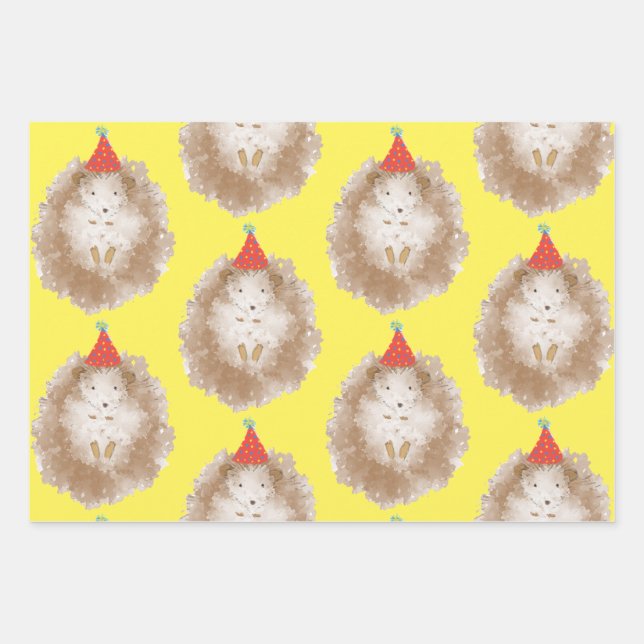Feuille De Papier Cadeau Happy Birthday Hedgehog (Devant)