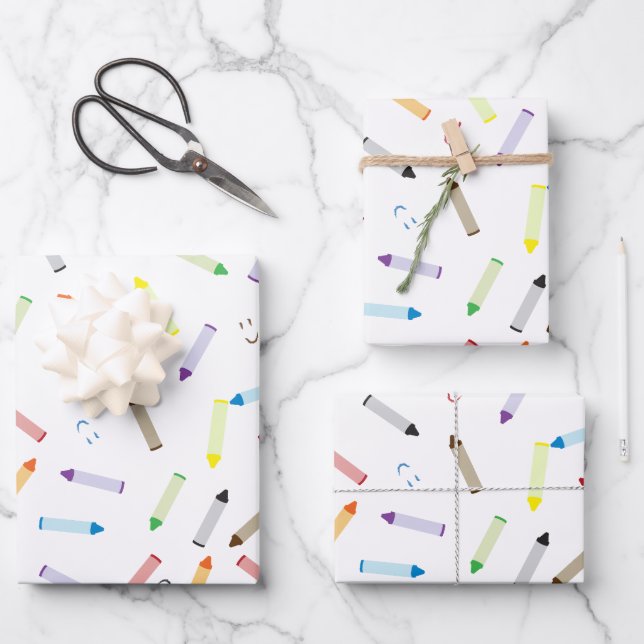 Feuille De Papier Cadeau Happy Crayons (Recto)