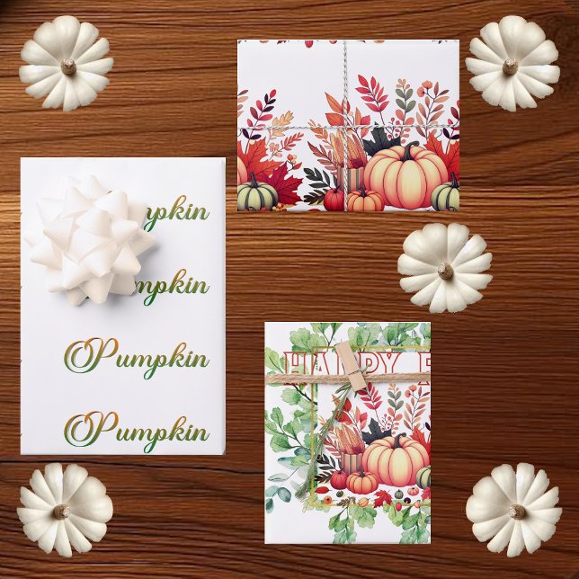 Feuille De Papier Cadeau Happy Fall Little Pumpkin Greenery Wreath Party  (Happy Fall Little Pumpkin Greenery Wreath Party Wrapping Paper Sheets)