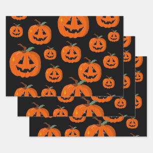 Feuille De Papier Cadeau Happy Halloween Jack-o'-lantern Illustration Art