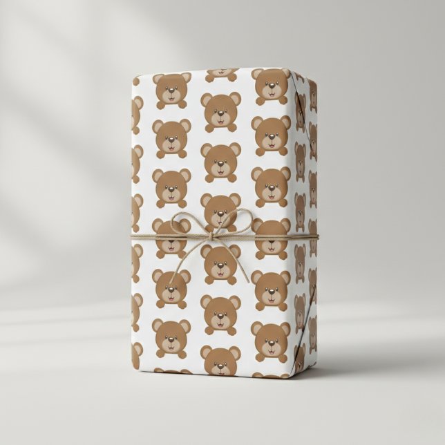 Feuille De Papier Cadeau Happy Teddy Bear Cadeau - Sourires instantanés (The cutest way to wrap a gift.)
