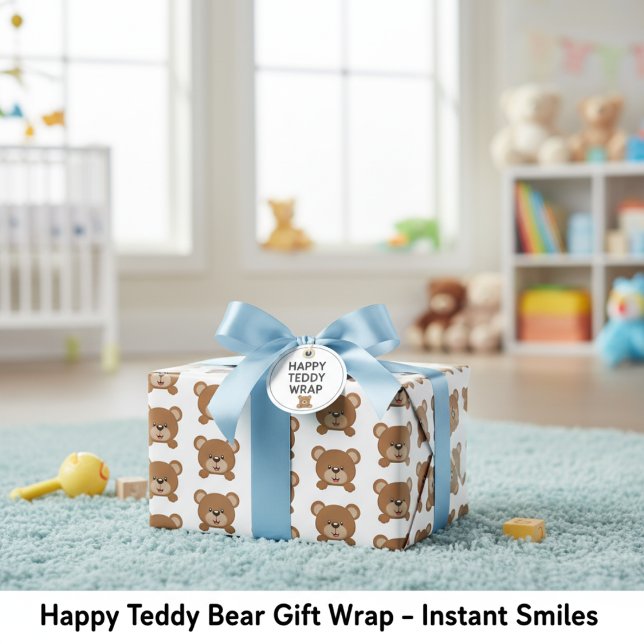 Feuille De Papier Cadeau Happy Teddy Bear Cadeau - Sourires instantanés (Happy Teddy Bear Gift Wrap)