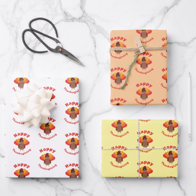 Feuille De Papier Cadeau Happy Thanksgiving (Recto)