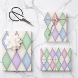 Feuille De Papier Cadeau Harlequin coloré Check Conte médiévale Fairytale