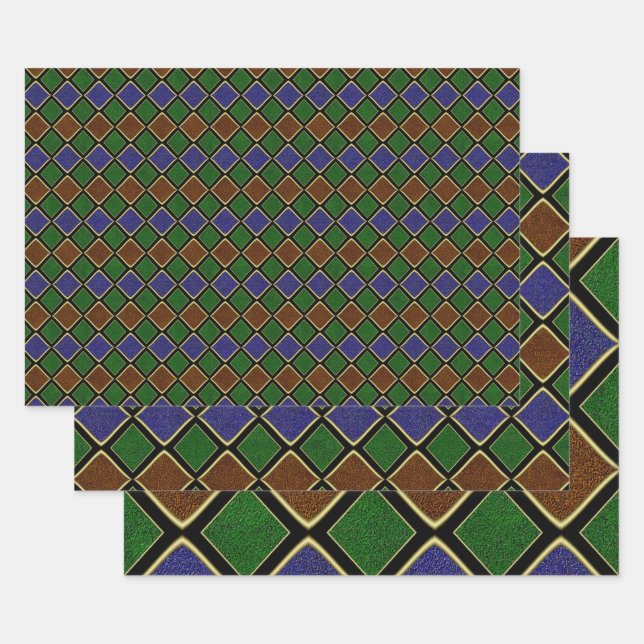 Feuille De Papier Cadeau Harlequin Diamond Grid: Textured Harmony (Lot)