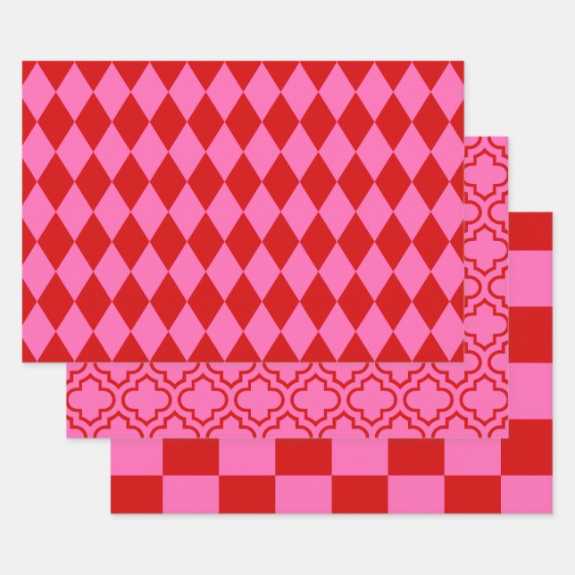 Feuille De Papier Cadeau Harlequin Marocain Checker do-it-yourself Couleurs (Lot)