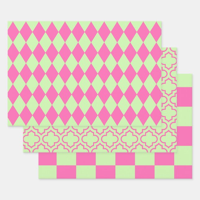 Feuille De Papier Cadeau Harlequin Marocain Checker do-it-yourself Couleurs (Lot)