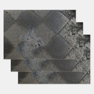 Feuille De Papier Cadeau Harlequin vintage Inspiré Texture gris métallique