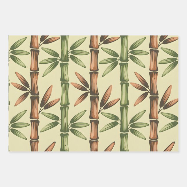 Feuille De Papier Cadeau Harmonie de bambou  (Devant)