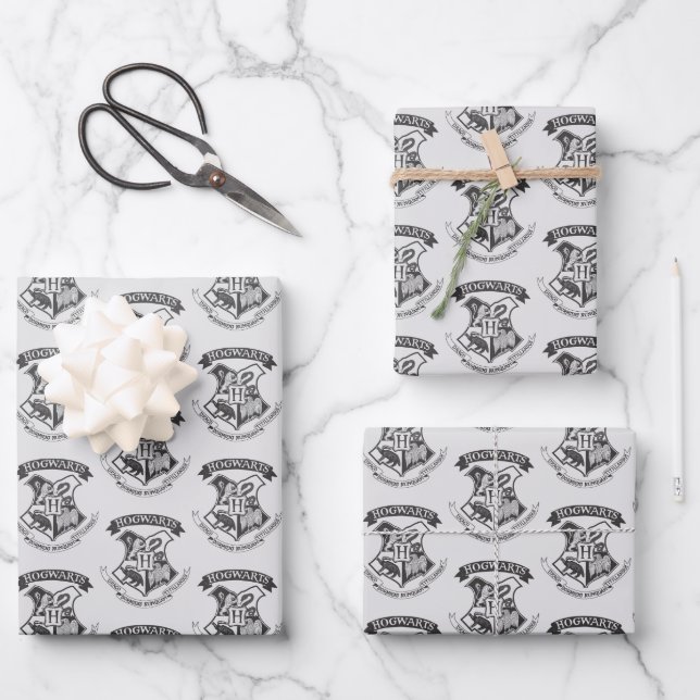 Feuille De Papier Cadeau Harry Potter | Blason Rétro de Poudlard (Recto)