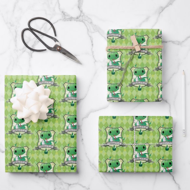 Feuille De Papier Cadeau Harry Potter | Charmant blason de SLYTHERIN™ (Recto)