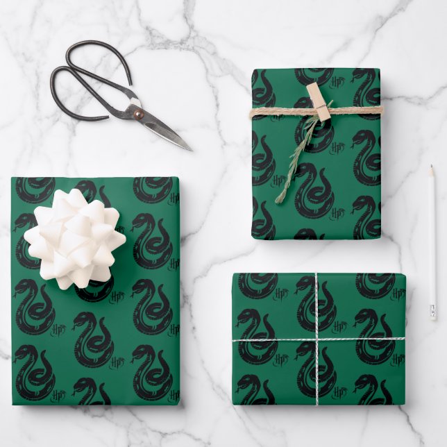 Feuille De Papier Cadeau Harry Potter | Icône de serpent de Serpentard (Recto)