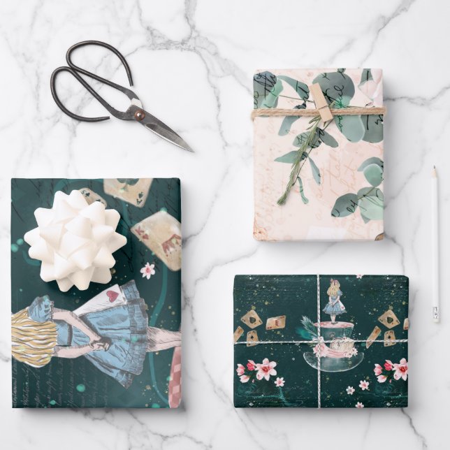 Feuille De Papier Cadeau Hatter Alice Au Pays Des Merveilles Collage Découp (Recto)