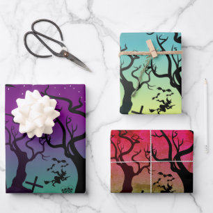 Feuille De Papier Cadeau Hauné cimetière avec tombes Halloween