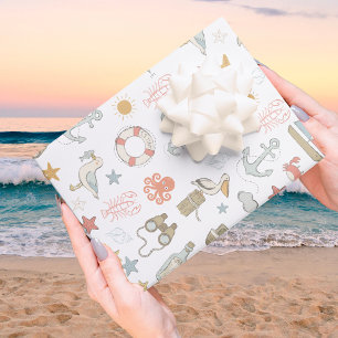 Feuille De Papier Cadeau Hé, c'est un garçon ! Baby Shower Marin