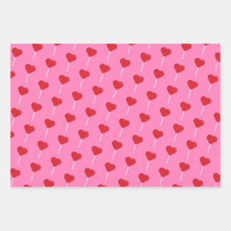 Feuille De Papier Cadeau Heart Lollipop Valentine's Day Motif