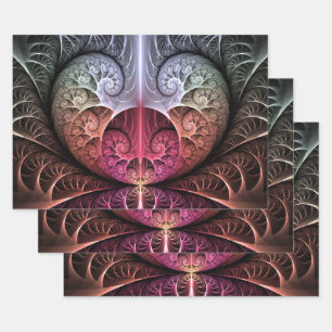 Feuille De Papier Cadeau Heartbeat, Abstrait surreal Imaginaire Fractal Art