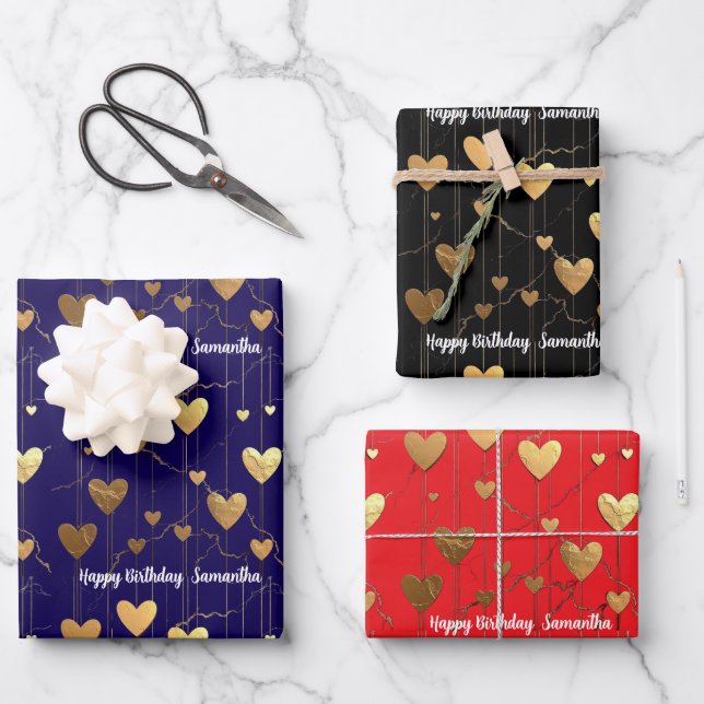 Feuille De Papier Cadeau hearts birthday Valentine's Day anniversary  (Recto)