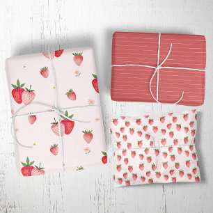 Feuille De Papier Cadeau HEIDI Baby shower de fraises Boho Berry rose