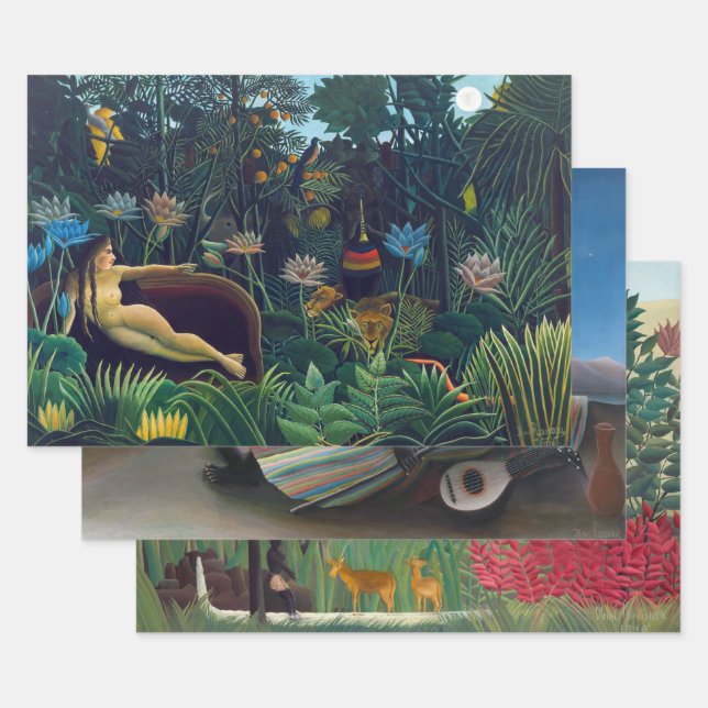 Feuille De Papier Cadeau Henri Rousseau - Sélection de chefs-d'oeuvre (Lot)