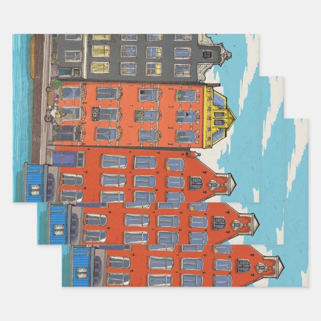 Feuille De Papier Cadeau Herengracht Canal Amsterdam Pays-Bas (Lot)