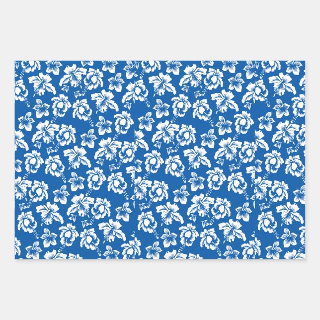 Feuille De Papier Cadeau Hibiscus bleu hawaïen Flowe (Devant)