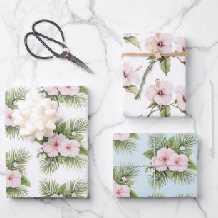 Feuille De Papier Cadeau Hibiscus bleu tropical Mariage floral