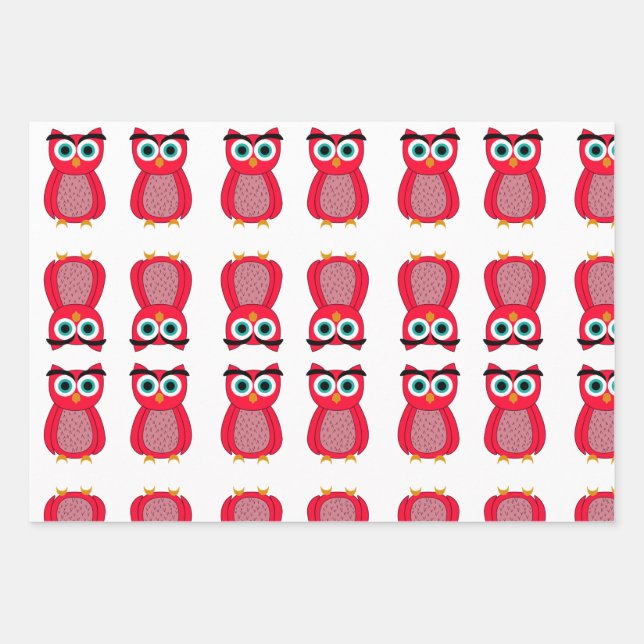 Feuille De Papier Cadeau Hibou (Devant)