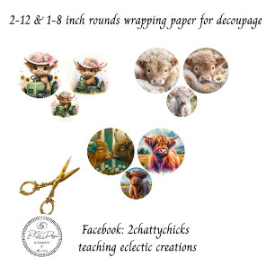 Feuille De Papier Cadeau Highland Whimsy Country Ronds de 12 et 8 pouces