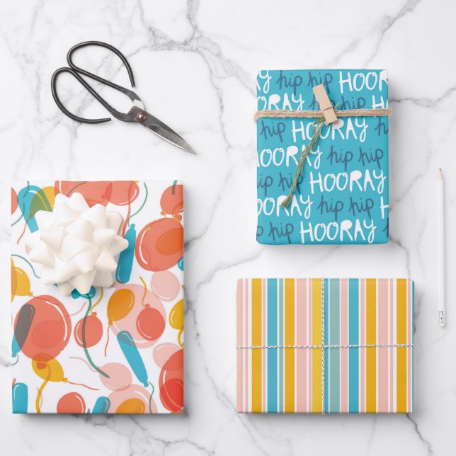 Feuille De Papier Cadeau Hip Hip Hip Hop Birthday (Recto)