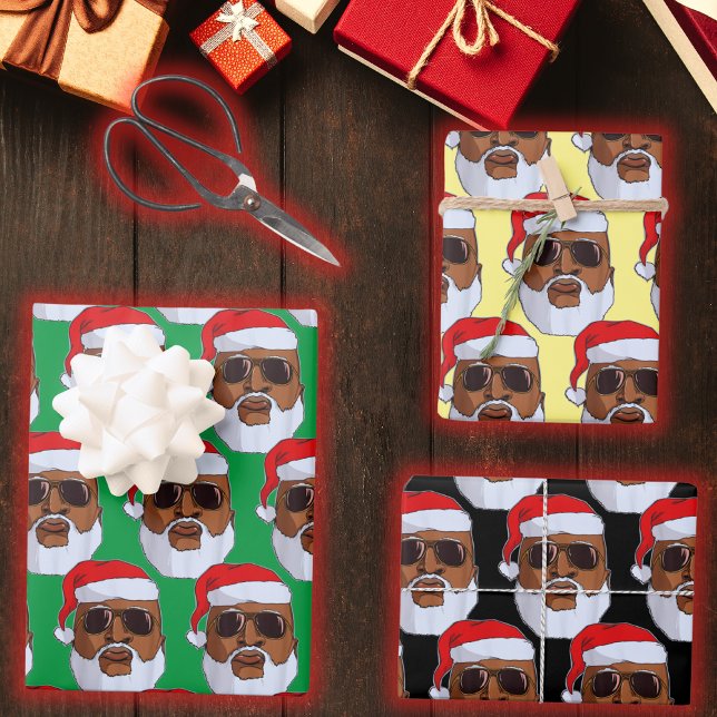 Feuille De Papier Cadeau Hip hop noir Père Noël Africain Amérique Noël (Créateur téléchargé)