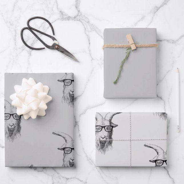 Feuille De Papier Cadeau Hipster goat (Recto)