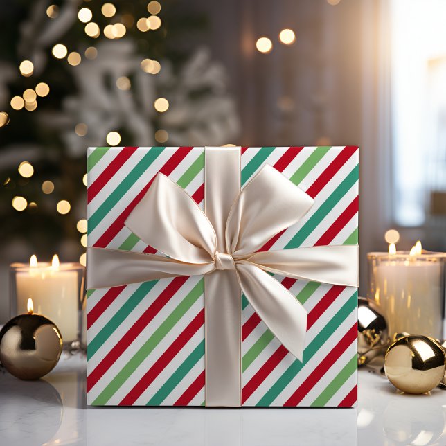 Feuille De Papier Cadeau Hiver Bandes Botaniques Polka Dot Noël (Créateur téléchargé)