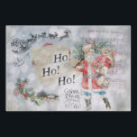 Feuille De Papier Cadeau Ho Ho Ho Père Noël Vintage Christmas<br><div class="desc">"Ho Ho Ho" Joyeux Noël dit ce Père Noël à barbe blanche dans son costume rouge enneigé classique dans notre collage vintage de lui "en route" avec son renne le soir de Noël. On entend presque la musique annonçant l'arrivée de "Jolly Olde Saint Nicholas", ayant lu la lettre de chaque...</div>