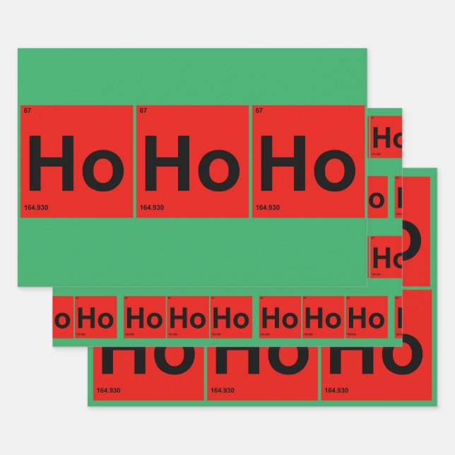 Feuille De Papier Cadeau Ho Ho Ho Tableau périodique des éléments Noël (Lot)