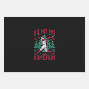Feuille De Papier Cadeau Ho Ho Homerun Baseball Laid Christmas Sweat