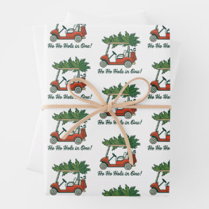 Feuille De Papier Cadeau Ho Ho trou en un Noël Père Noël golf golfing