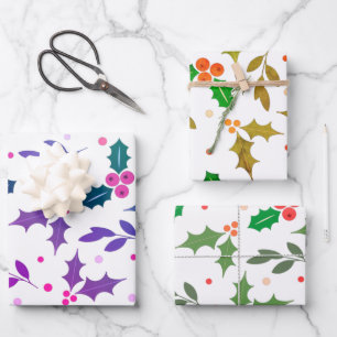 Feuille De Papier Cadeau Holly Berry Noël Motif sans couture